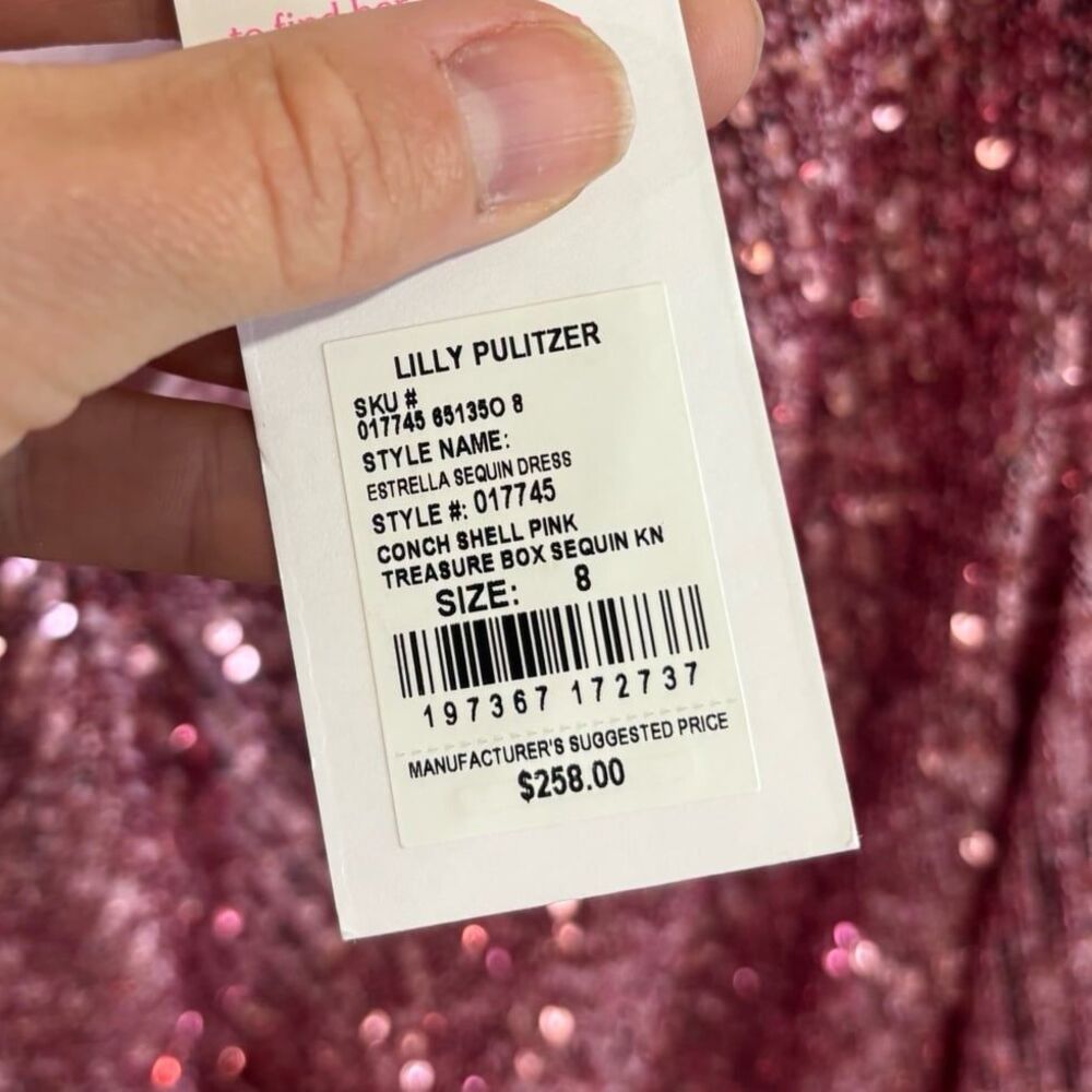 Lilly Pulitzer Estrella Sequin Dress Conch Shell Pink NWT - Picture 9 of 12